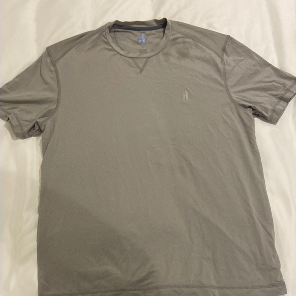 johnnie-O Gray Short Sleeve Tee with Crew Neck and Subtle Logo
